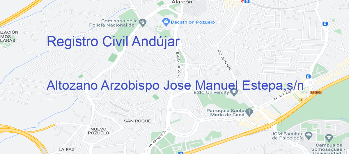 Oficina Calle Altozano Arzobispo Jose Manuel Estepa,s/n en Andújar - Registro Civil