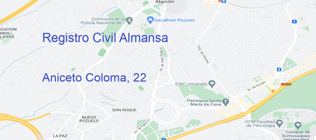 Oficina Calle Aniceto Coloma, 22 en Almansa - Registro Civil