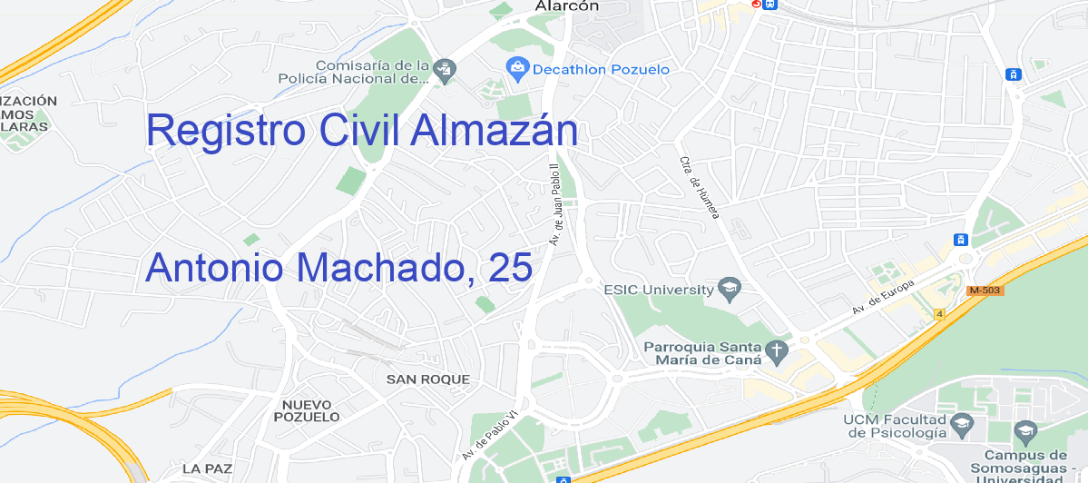 Oficina Calle Antonio Machado, 25 en Almazán - Registro Civil