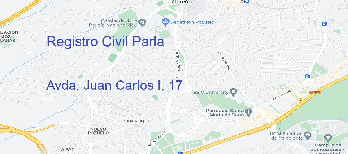 Oficina Calle Avda. Juan Carlos I, 17 en Parla - Registro Civil