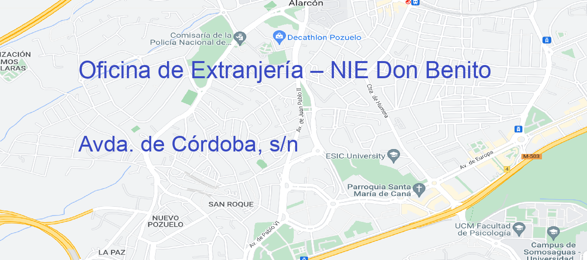 Oficina Calle Avda. de Córdoba, s/n en Don Benito - Oficina de Extranjería – NIE