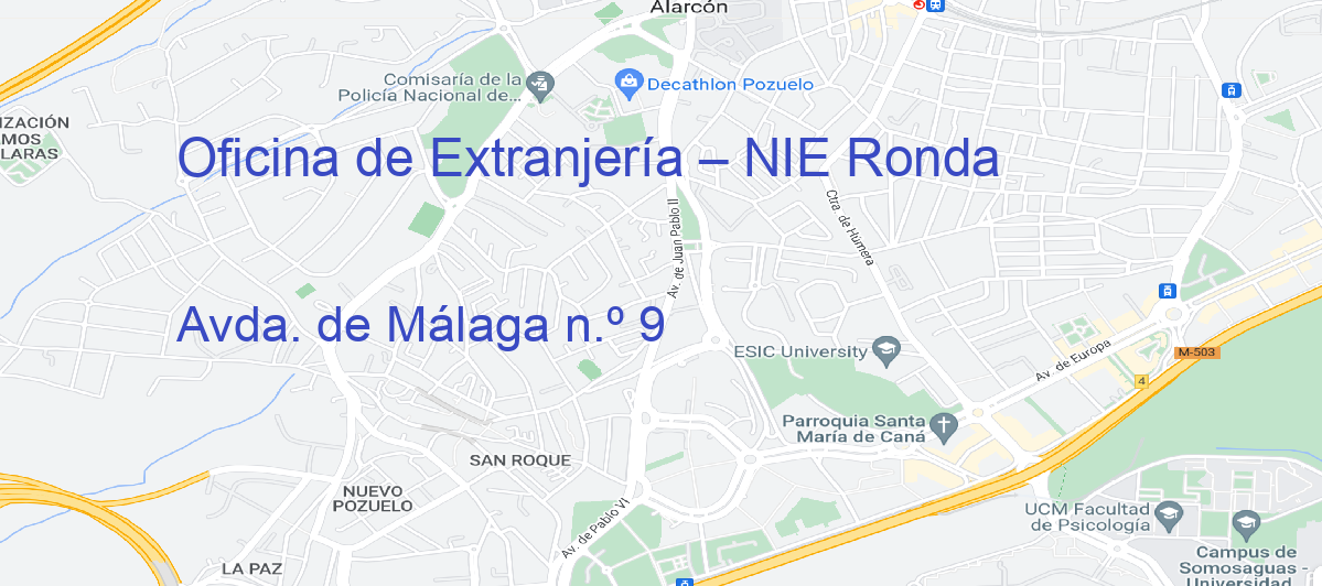 Oficina Calle Avda. de Málaga n.º 9 en Ronda - Oficina de Extranjería – NIE