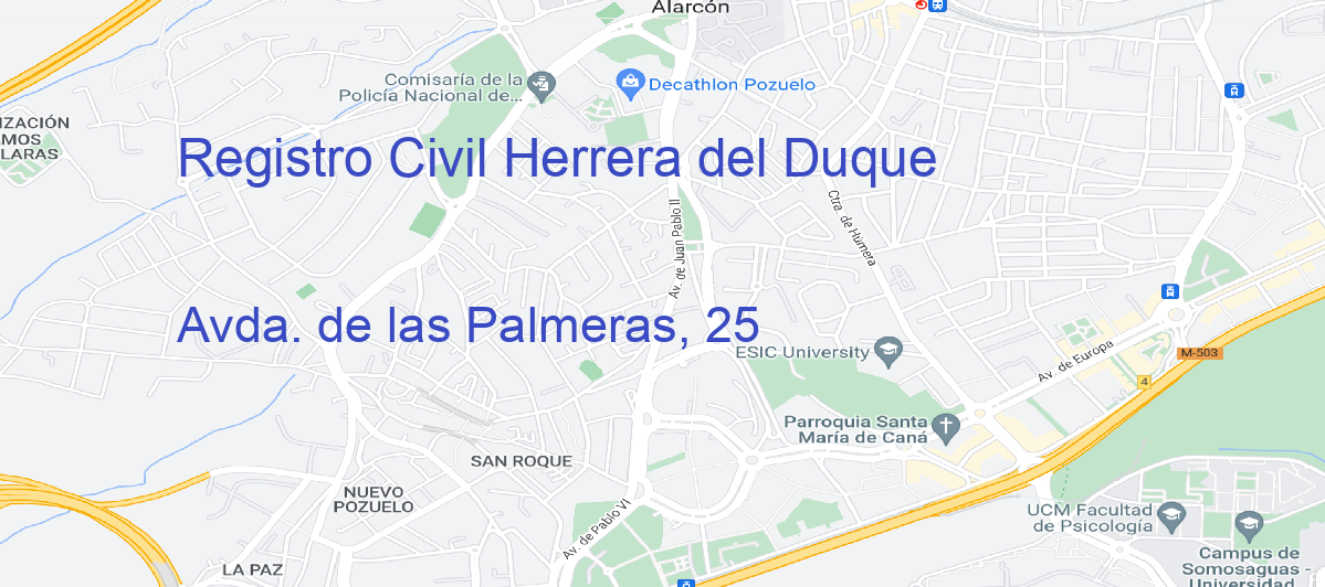 Oficina Calle Avda. de las Palmeras, 25 en Herrera del Duque - Registro Civil