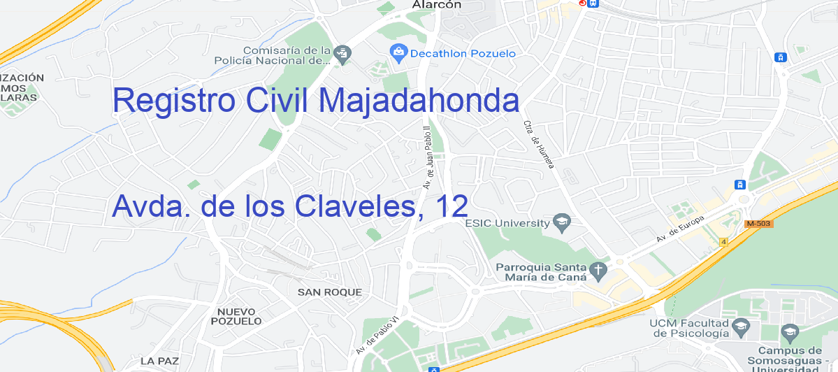 Oficina Calle Avda. de los Claveles, 12 en Majadahonda - Registro Civil