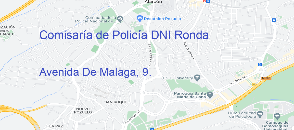 Oficina Calle Avenida De Malaga, 9.  en Ronda - Comisaría de Policía DNI