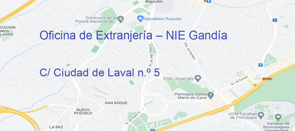 Oficina Calle C/ Ciudad de Laval n.º 5 en Gandia - Oficina de Extranjería – NIE