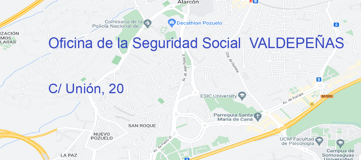 Oficina Calle C/ Unión, 20 en Valdepeñas - Oficina de la Seguridad Social 