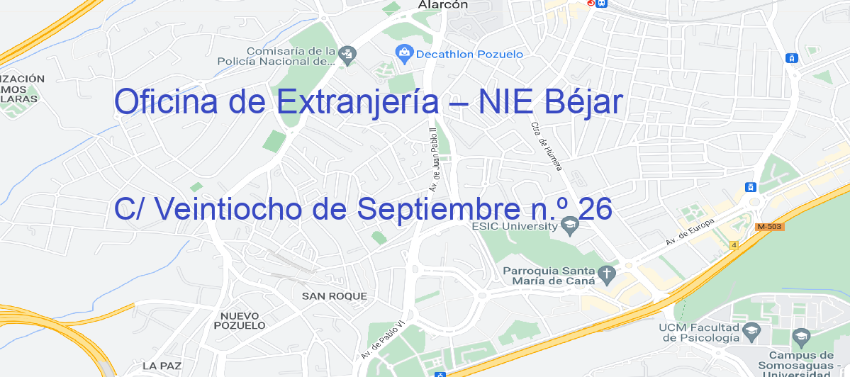 Oficina Calle C/ Veintiocho de Septiembre n.º 26 en Béjar - Oficina de Extranjería – NIE