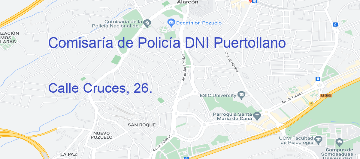 Oficina Calle  Cruces, 26.  en Puertollano - Comisaría de Policía DNI