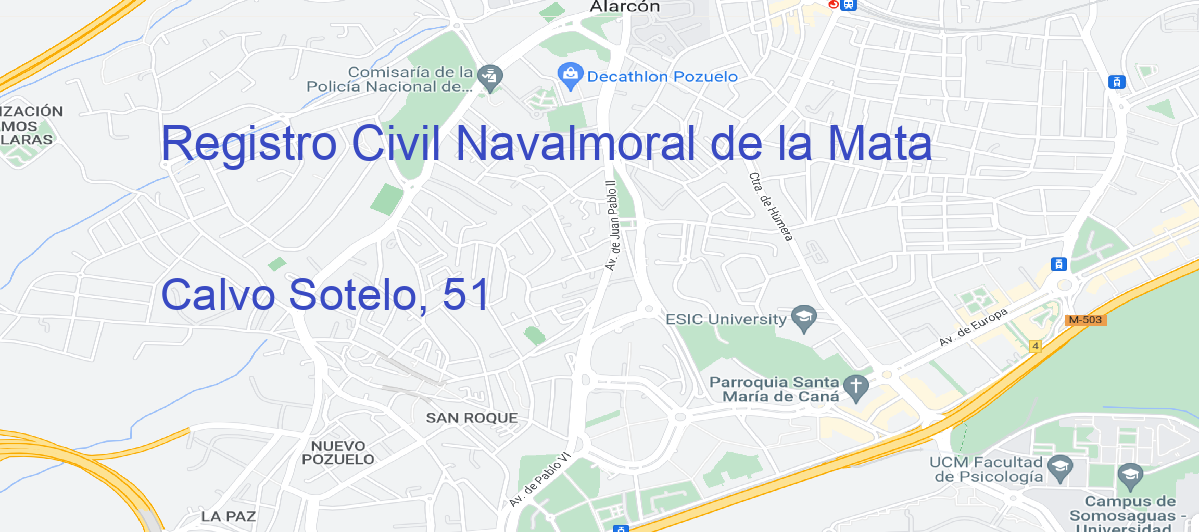 Oficina Calle Calvo Sotelo, 51 en Navalmoral de la Mata - Registro Civil