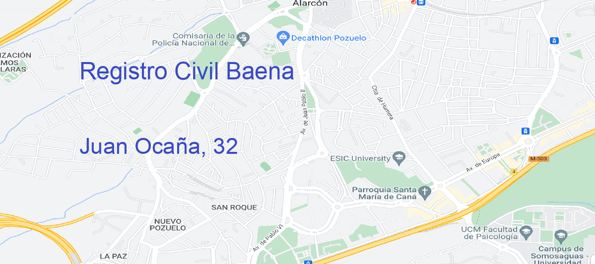 Oficina Calle Juan Ocaña, 32 en Baena - Registro Civil