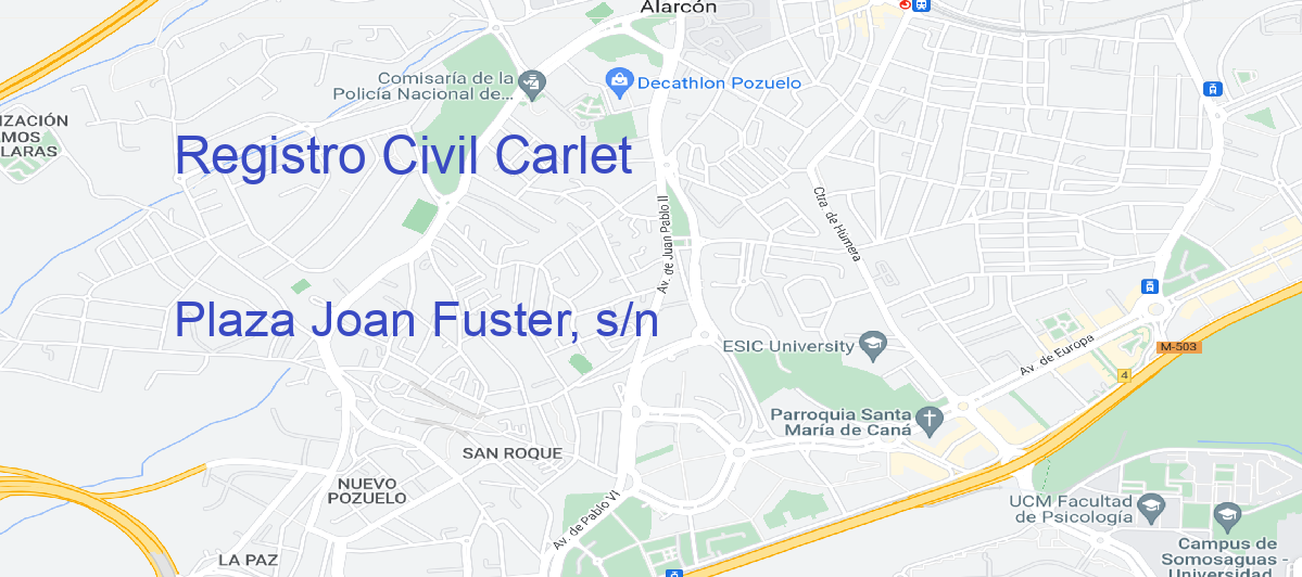 Oficina Calle Plaza Joan Fuster, s/n en Carlet - Registro Civil