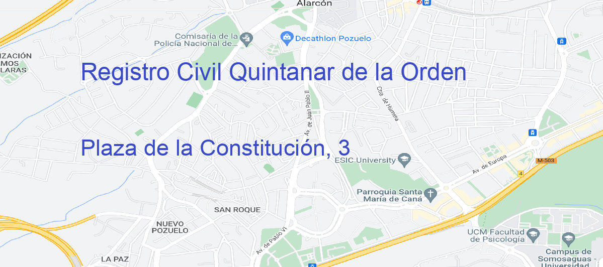 Oficina Calle Plaza de la Constitución, 3 en Quintanar de la Orden - Registro Civil