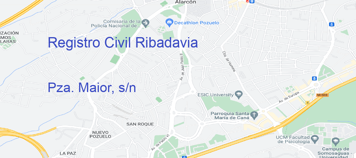 Oficina Calle Pza. Maior, s/n en Ribadavia - Registro Civil